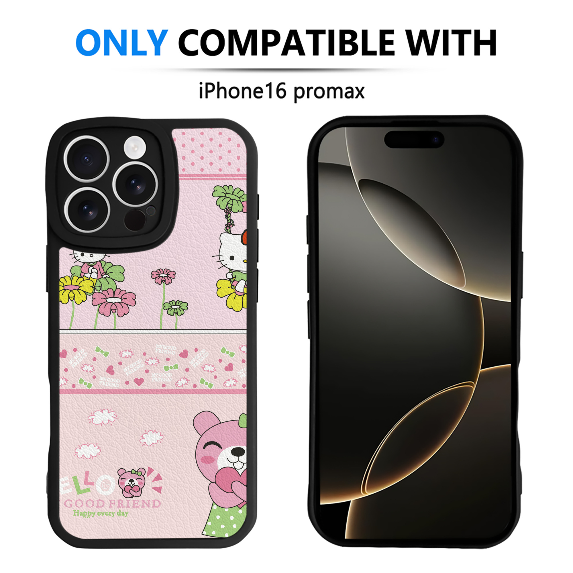 （画像用） Hello Kitty ハローキティ 【iPhone 16シリーズ対応】シリコンスマホケース（レザー調） 材質：シリコン